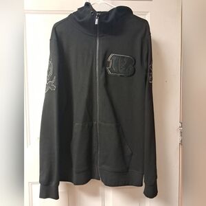 Pro Standard Cincinnati Bengals Triple Black Mens Large Hooded Jacket. NFL